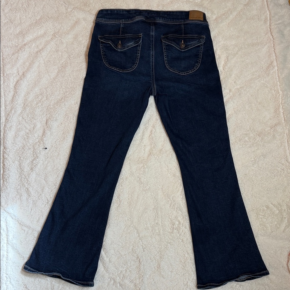 American Eagle Kick Boot Jeans Dark Wash Flap Pocket Bootcut Size 8 Short - Picture 6 of 8